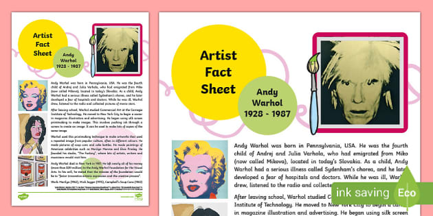 Biografija: Andy Warhol Art for Kids