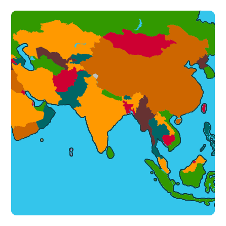 Geografy Games: Kaart fan Azië