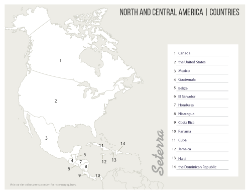 Juegos de geografía: Mapa de América del Norte y Central