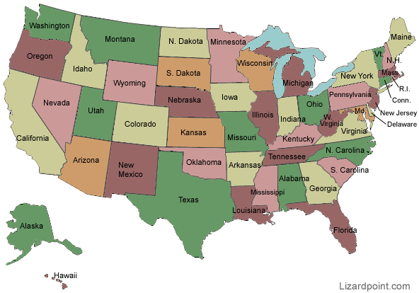 Aardrijkskunde Spelletjes: Kaart van de Verenigde Staten