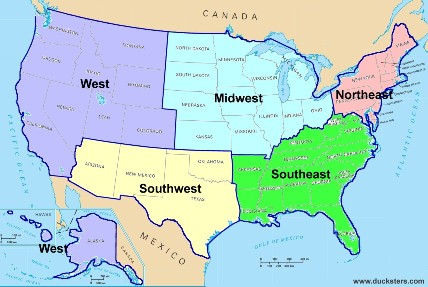 Estados Unidos Geografía: Regiones